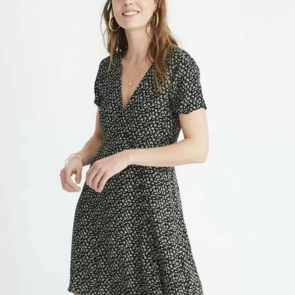 Madewell Button-Wrap Floral In Playground Posies Mini Dress